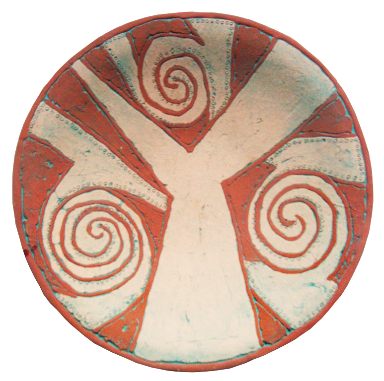 Декоративна керамічна таріль «Берегиня». 2010. Шамот, солі, поливи